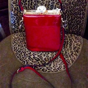 shiny Alyssa red patent crossbody bag